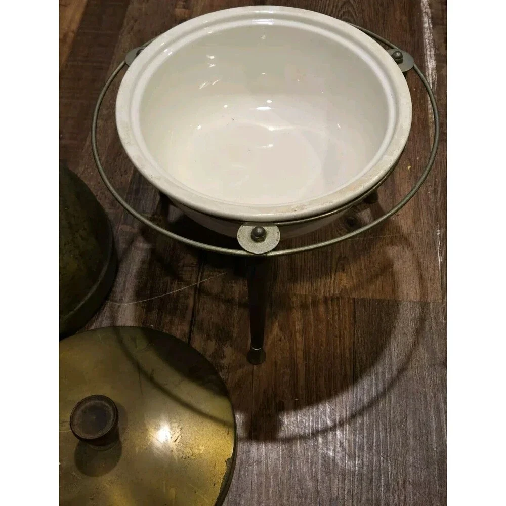 Fiestaware Kitchen Kraft Vintage Ovenserve Ivory Bowl  In Warming Chafing Stand